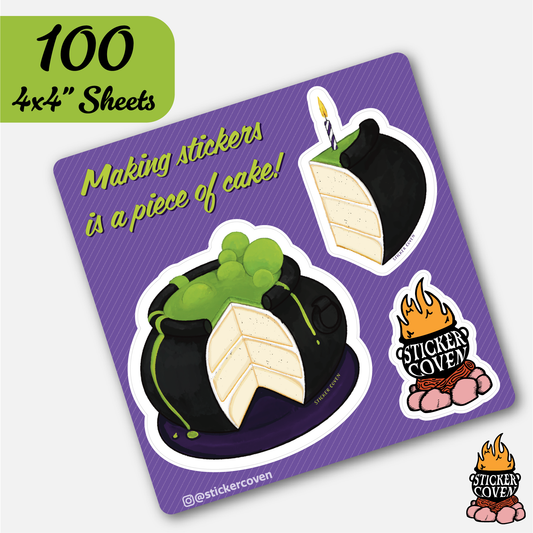 100 4"x4" Sticker Sheets for $89