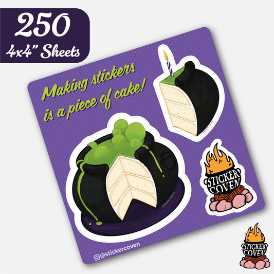 250 4"x4" Sticker Sheets for $152