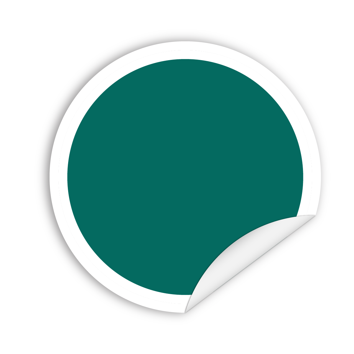 a green circle icon with white outline and upturned edge