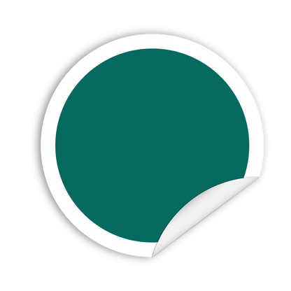 a green circle icon with white outline and upturned edge